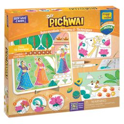 Imagimake Art & Craft DIY Pichwai Painting & Colouring Kit Using Water Brush Pen & Stamps - Multicolor-6