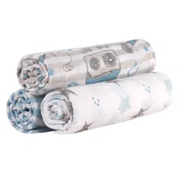 Abracadabra Cotton Muslin Swaddle for Newborns Rockstar Pack of 3 - Blue-picture-2