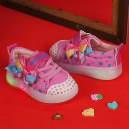 FEETWELL SHOES Polka Dots Designed Bow Applique Detailed LED Sneakers - Pink-picture-10