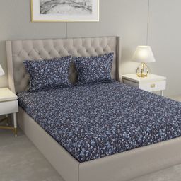 Raymond Home Lush Petal Black Printed Microfiber 110 TC Queen Bedsheet Set 2.25 m x 2.2 m-picture-4