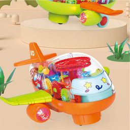 VGRASSP Gear Display Transparent Vehicle Toy for Kids 360 Degree Rotating Concept Racing with 3D Flashing LED Lights and Music Small Plane (Colour may vary) image 2