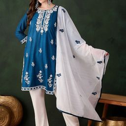 Maroosh Women Paisley Embroidered Regular Thread Work Kurta with Trousers & With Dupatta-picture-49