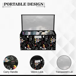 Kuber Industries Black & White 2 Pieces Printed Drawer Organisers With Transparen Lid image 4