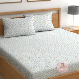 CHHAVI INDIA Blue & White Pinted Microfiber 210 TC Queen Bedsheet Set2.50m x 2.25m-image-29