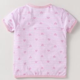 OHMS Single Jersey Half Sleeves Jhablas With Heart & Unicorn Print Set of 3 -Pink & White image 3