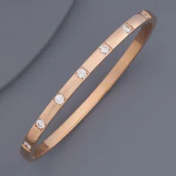 Kushal's Fashion Jewellery Rose Gold-Plated Zirconia Stone Studded Kada Bracelet-26