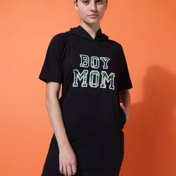 MKH Women Printed Hooded Cotton T-shirt Dress-image-71