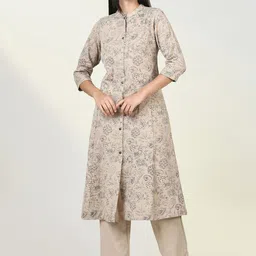 SHOWOFF Women Floral Printed Panelled Kurta with Trousers-28
