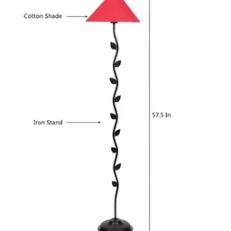 Devansh Black & Red Abstract Cotton Flat Leaf Floor Lamp image 3