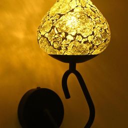 SOMIL Yellow & Black Printed Glass Cylinder Shaped Wall Lamp-4