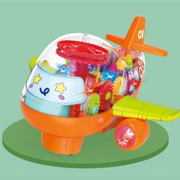 VGRASSP Gear Display Transparent Vehicle Toy for Kids 360 Degree Rotating Concept Racing with 3D Flashing LED Lights and Music Small Plane (Colour may vary) image 5