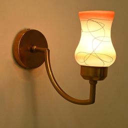 SOMIL Orange & White Printed Glass Cylinder Shaped Wall Lamp-image-69