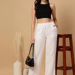SMERA MART Women Elastic Waist Full Length Cotton Trouser-image-26