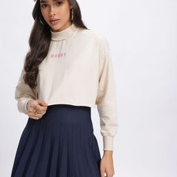 DressBerry Moody Hues Turtle Neck Drop-Shoulder Crop Sweatshirt-image-94