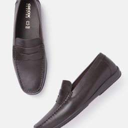 Geox Men Brown Textured Leather Driving Shoes-picture-9