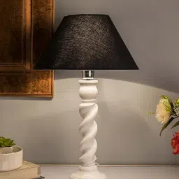 Homesake White Classic Twister Table Lamp with Black Shade (Bulb Included) - Set of 1-11