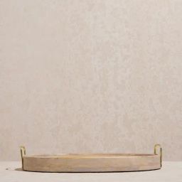 Westside Home Beige Stripe Printed Wooden Serving Tray-46