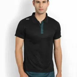 Dida Black Polyster Regular Fit Solid Polo T-Shirt-picture-28