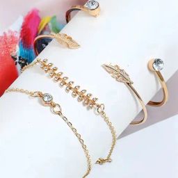 Peora Gold Plated CZ Adjustable and Openable Bracelets - Pack of 4-image-65
