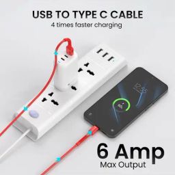 Portronics Konnect X Unbreakable Nylon Braided USB A to Type C Cable with 6Amp Output (Red) image 5