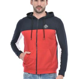 Lawman Multicolored Cotton Regular Fit Colour Block Hooded Sweatshirts-22