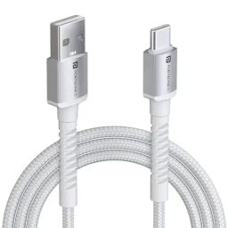Portronics Konnect X 3A Unbreakable Nylon Braided USB to Type C Fast Charging Cable 2M Long (White)-image-27