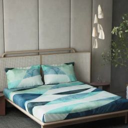DDECOR Live beautiful Turquoise Cotton Contemporary 210 TC Double Flat Bedsheet with 2 Pillow Covers-image-95