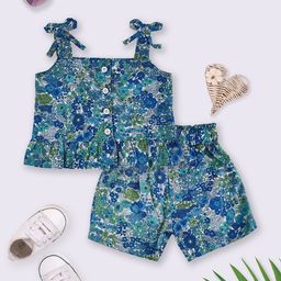 Moms Love Infant Girls Cotton Floral Print Top with Shorts-image-94