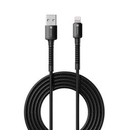 Portronics Konnect X 3A Unbreakable Nylon Braided USB to 8 Pin Fast Charging Cable 2M Long (Black)-2