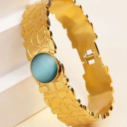 Karatcart Gold-Plated Blue Stone Studded Bangle-Style Bracelet For Women-34