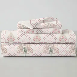 Sleepsia Cream-Coloured & Rose Floral 180 TC King Bedsheet with 2 Pillow Covers-picture-34