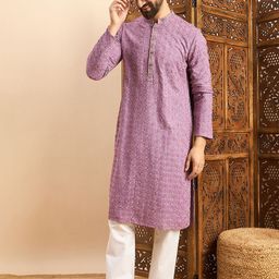 SWAGG INDIA Men Embellished Daily Straight Kurta-image-62