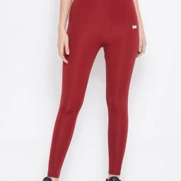 Clovia Red Slim Fit Tights-image-17