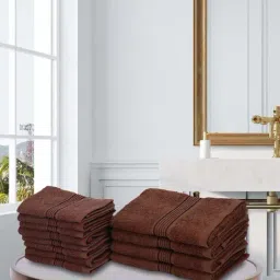 LORENA [12pc] 100% Cotton Super-Soft Terry Towels -4pc Hand, 8pc Face (d`ross) solid-brown-image-80