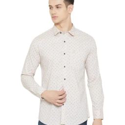 Duke Beige Cotton Slim Fit Printed Shirt-image-19
