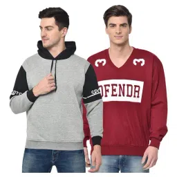 Vimal Jonney Grey & Red Hooded Sweatshirt - Pack of 2-image-89