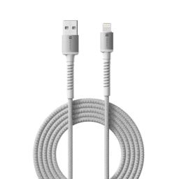Portronics Konnect X 3A Unbreakable Nylon Braided USB to 8 Pin Fast Charging Cable 2M Long (White)-1