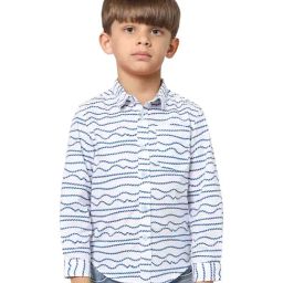 Jack & Jones Junior White & Blue Cotton Printed Shirt-picture-8