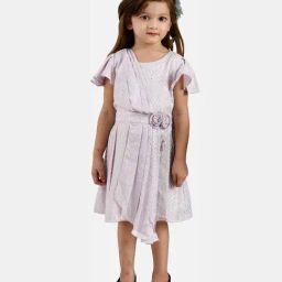 Peppermint Kids Lavender Printed Dress-image-82