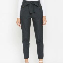 Marie Claire Blue Check Mid Rise Slim Fit Trousers-picture-37