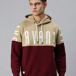 showoffff SHOWOFF Beige Cotton Slim Fit Printed Hooded SweatShirt-picture-0