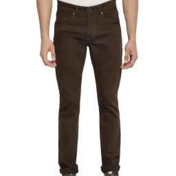 Cantabil Brown Regular Fit Lightly Washed Jeans-image-79
