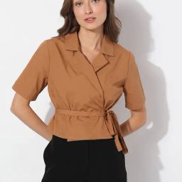 Vero Moda Brown Cotton Slim Fit Shirt-image-45