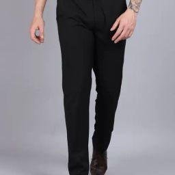 Cantabil Black Cotton Regular Fit Trousers-image-34