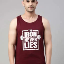 Bushirt Maroon Printed Cotton Vest-image-80
