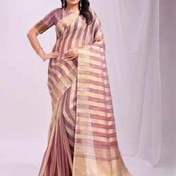 KALINI Striped Zari Organza Designer Saree-image-90