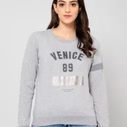 Crozo By Cantabil Grey Fleece Graphic Print Sweatshirt-image-4