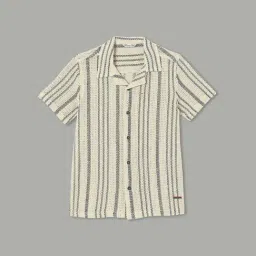 Fame Forever by Lifestyle Boys Off White Cotton Self Pattern Shirt-picture-17