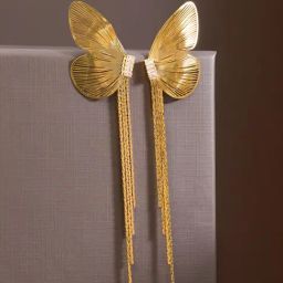 Rubans Gold Butterfly Design Long Tassel Statement Drop Earring-picture-45