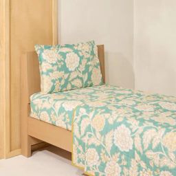 Westside Home Green Floral Design Single Bed Reversible Comforter-image-0
